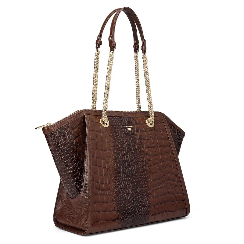 دا ميلانو حقيبة يد جلد تمساح متوسطة - جوزي